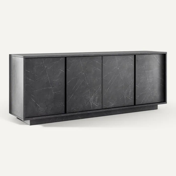 **Moderne Zwarte Dressoir met Marmerlook**