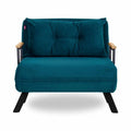 **Technische titel in het Nederlands:** Multifunctionele teal fauteuil met kussen en metalen frame