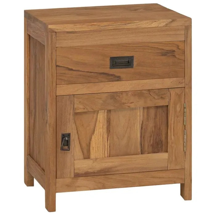 **Nachtkastje van massief hout met lade en deur**